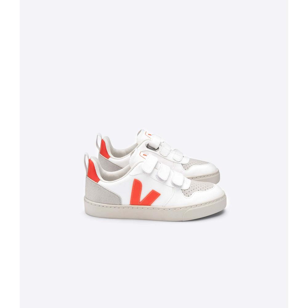 Veja V-10 CWL Kids\' Sneakers White/Orange | CA 858DFM